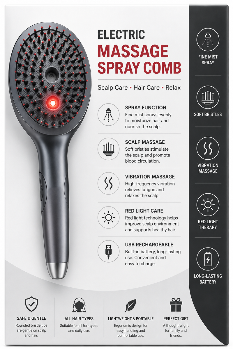 Electric Massage Spray Comb – 3-in-1 Hair Care Brush