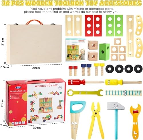 34PCS Wooden Simulation Toolbox Toy