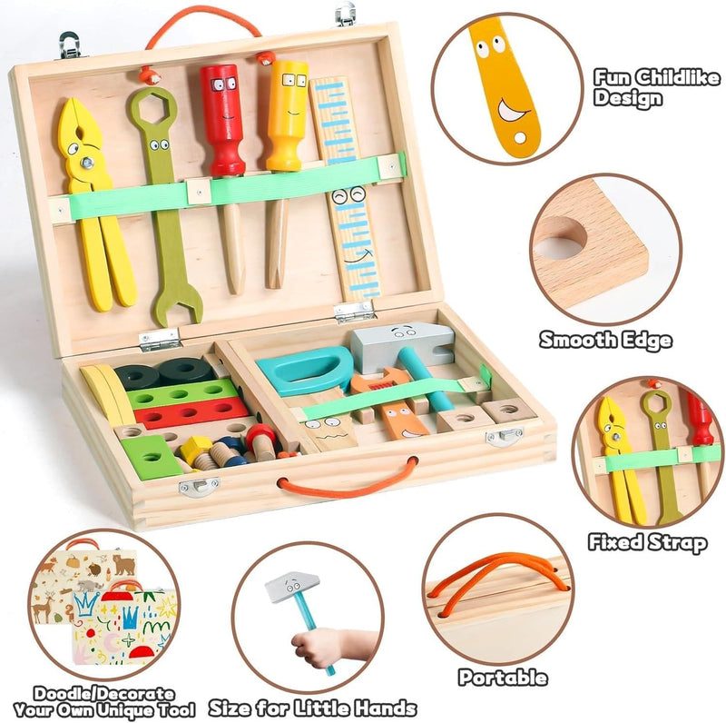 34PCS Wooden Simulation Toolbox Toy